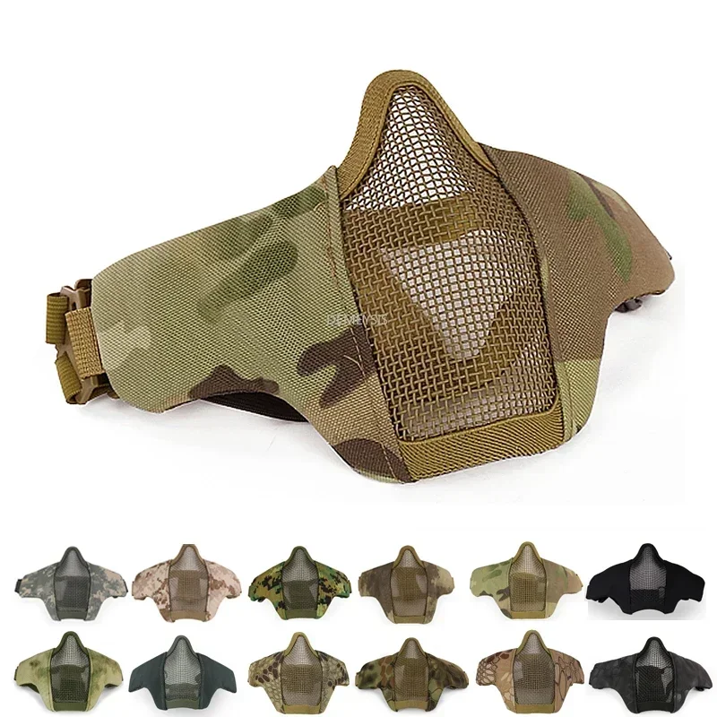 Airsoft Face Mask Breathable Low-carbon Steel Mesh Protective Shooting Paintball Mask CS Wargame Tactical Half Face Mask