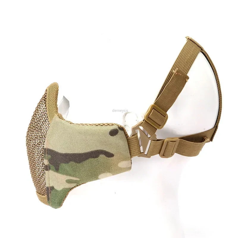 Airsoft Face Mask Breathable Low-carbon Steel Mesh Protective Shooting Paintball Mask CS Wargame Tactical Half Face Mask thumbnail 5