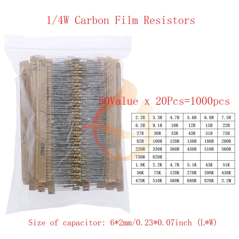 0.25W x 1000pcs