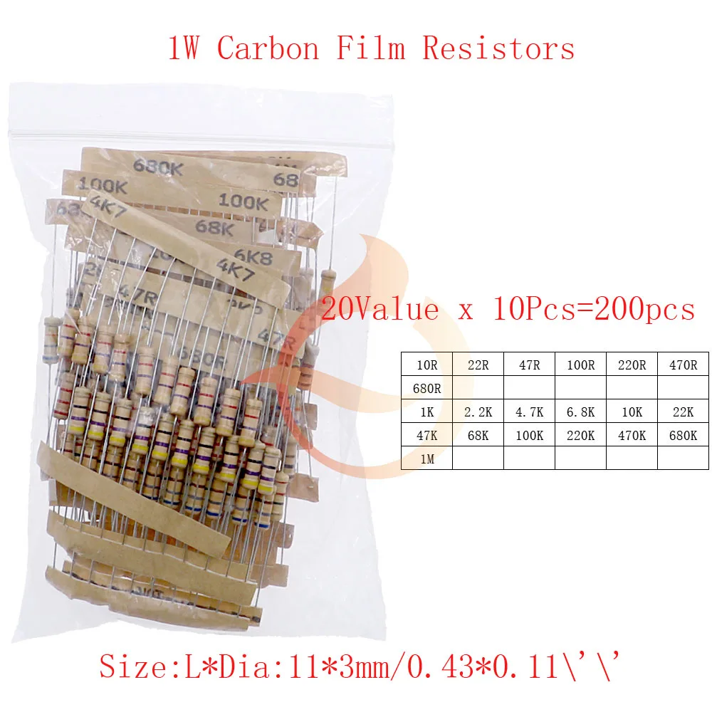 1W x 200pcs