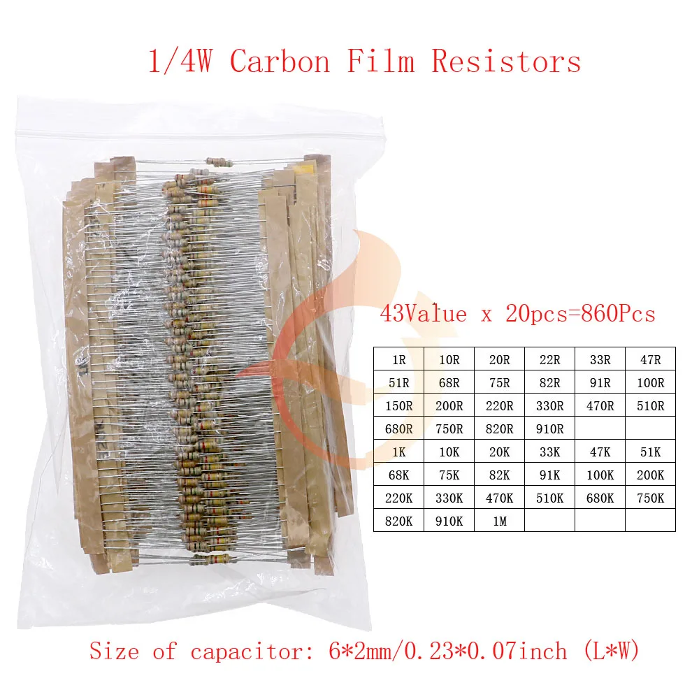 0.25W x 860pcs