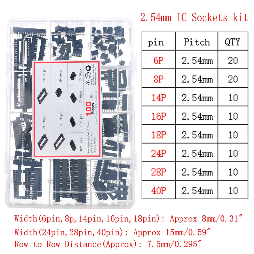 100Pcs IC Sockets