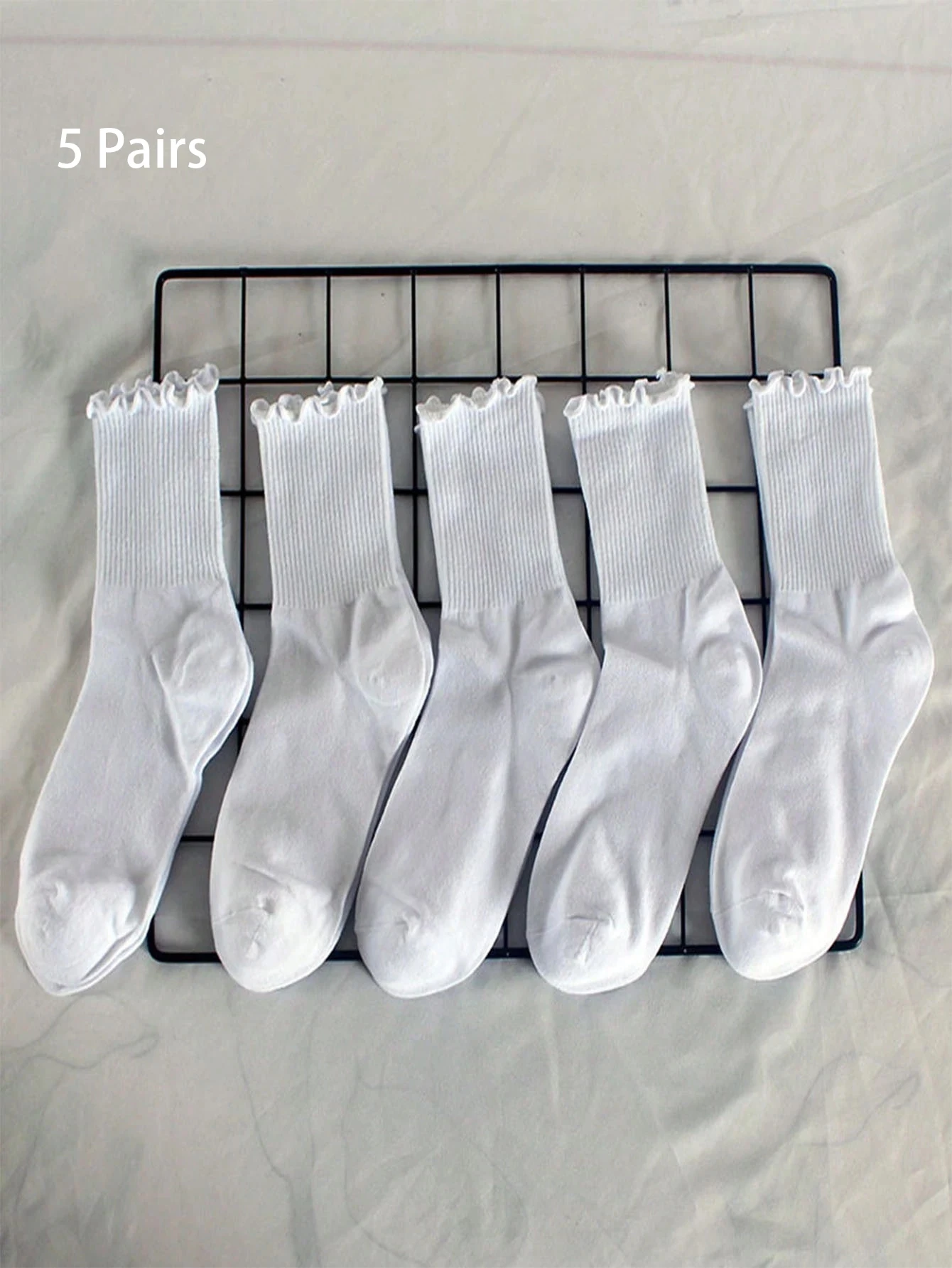 5 Pairs White