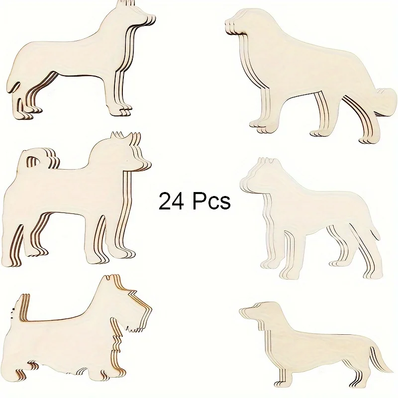 24 pcs wood dog