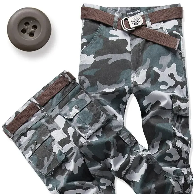 Blue camouflage trousers