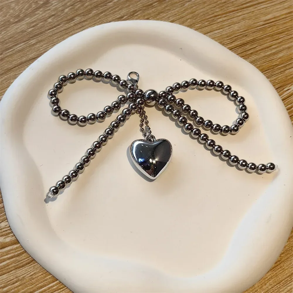 Silver Heart Bow