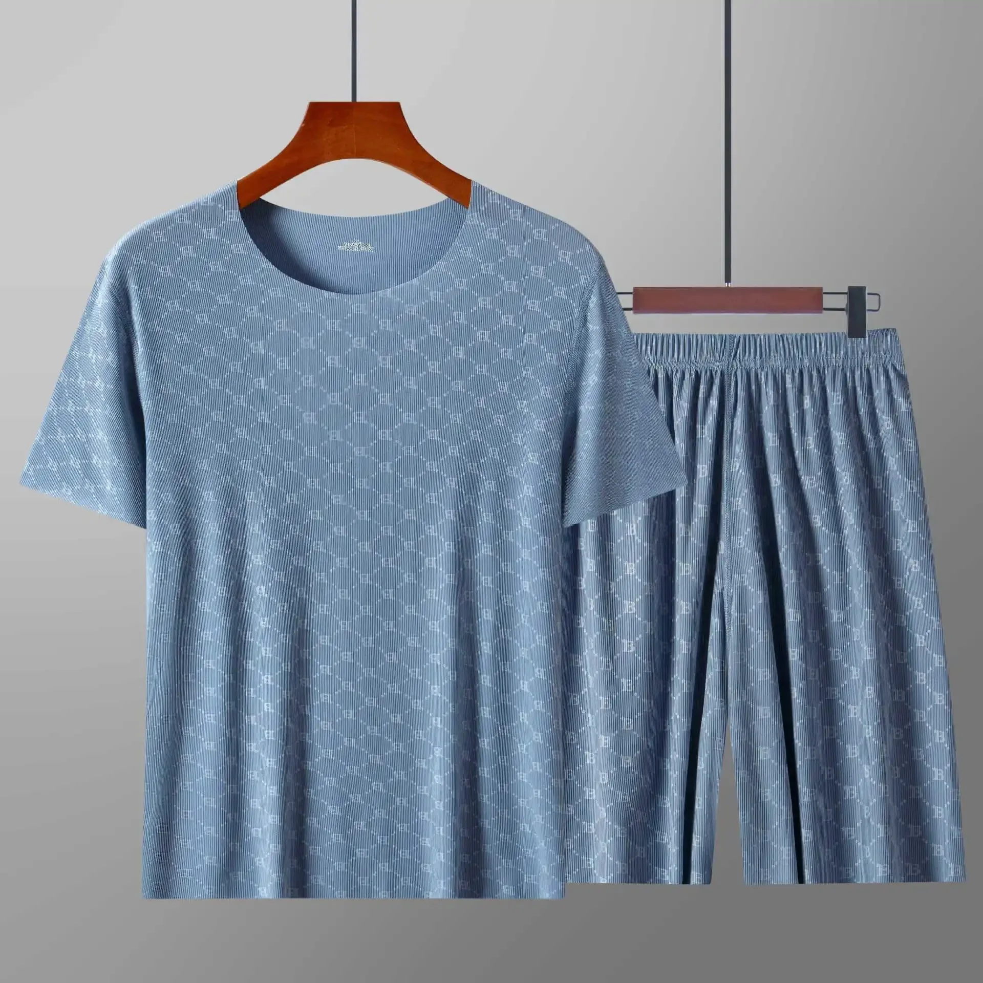 Haze Blue [Top + shorts] Ice Silk suit