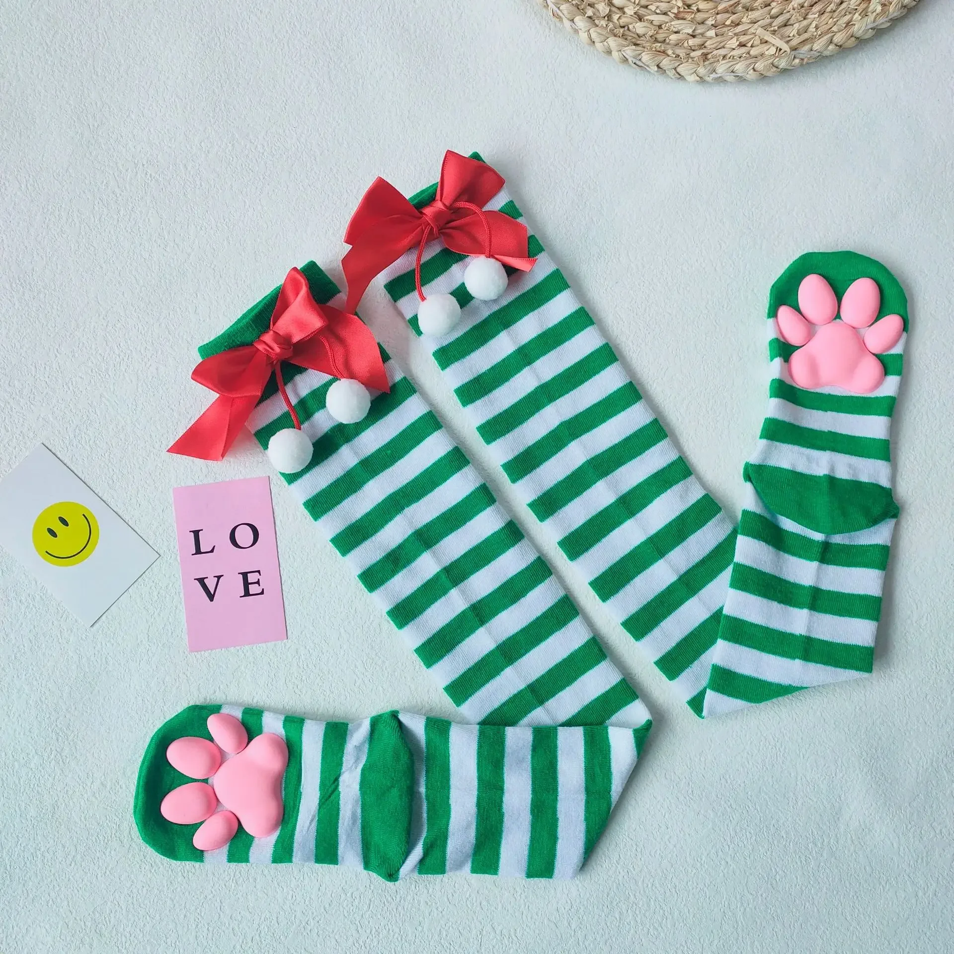 3D Green White Bow