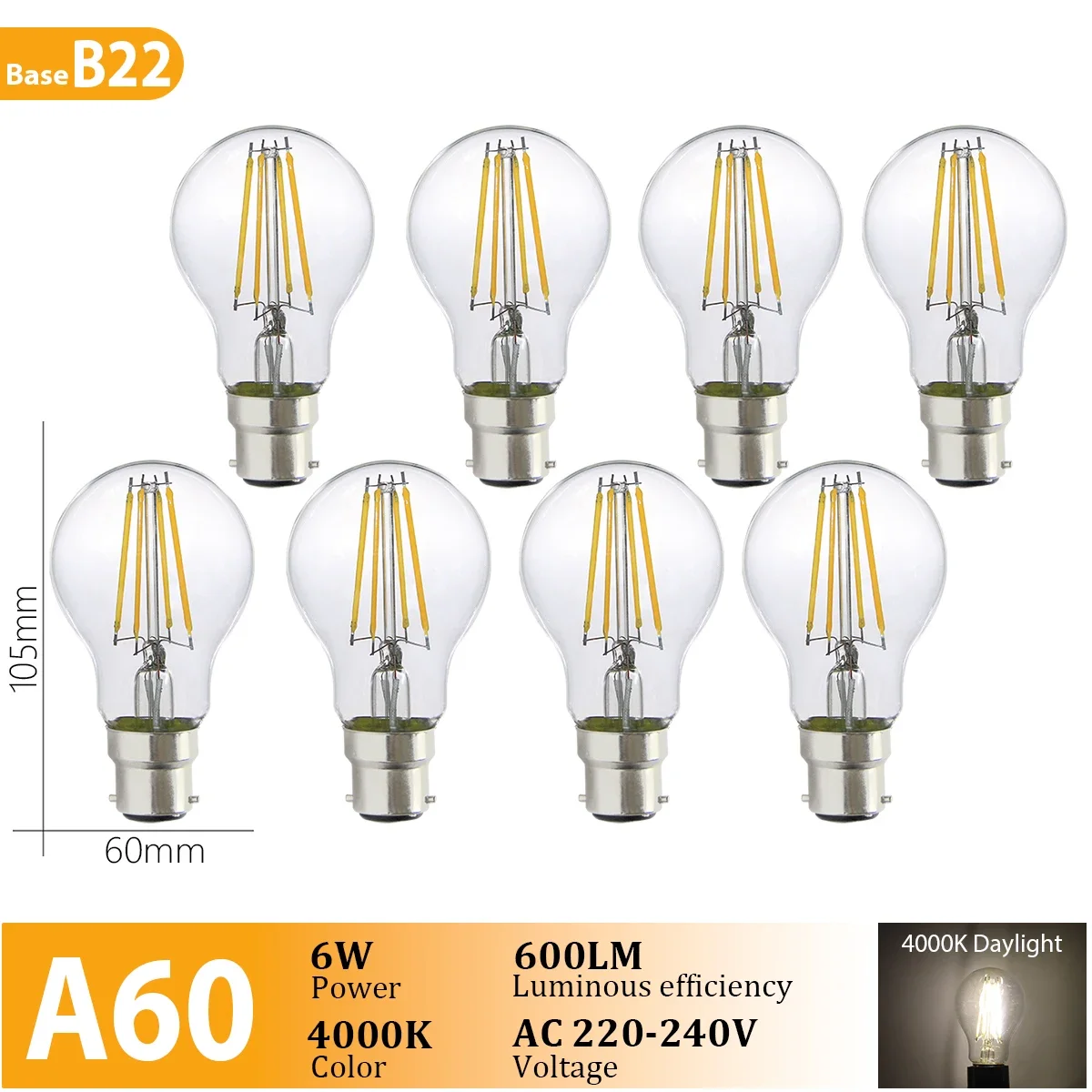 A60 B22 4000K