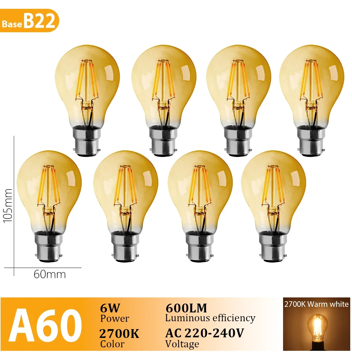 A60 B22 2700K