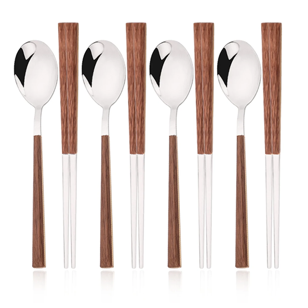 8Pcs Brown Silver