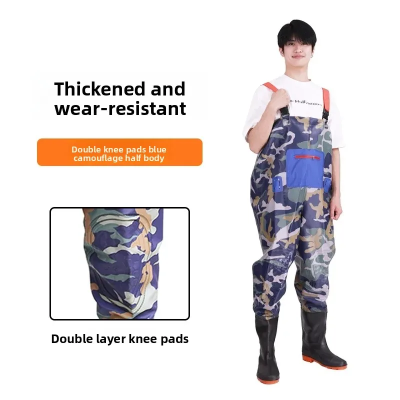 Double knee pads blue camouflage half body