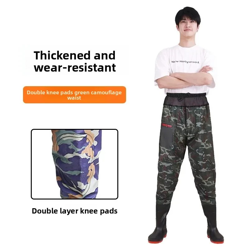 Double knee pads green camouflage waistband