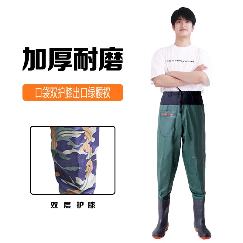 Pocket double knee pads export green waist slit