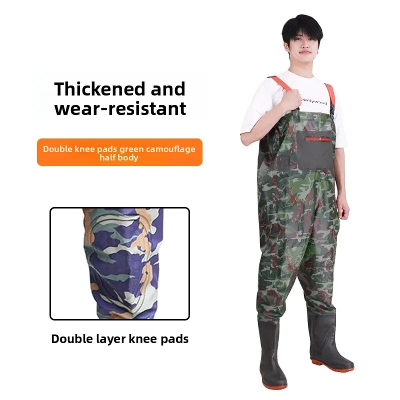 Double knee pads green camouflage half body