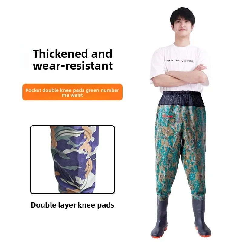 Pocket double knee pads green number waist slit
