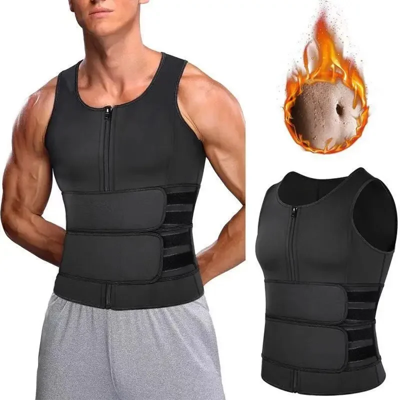 Double belt men's vest black