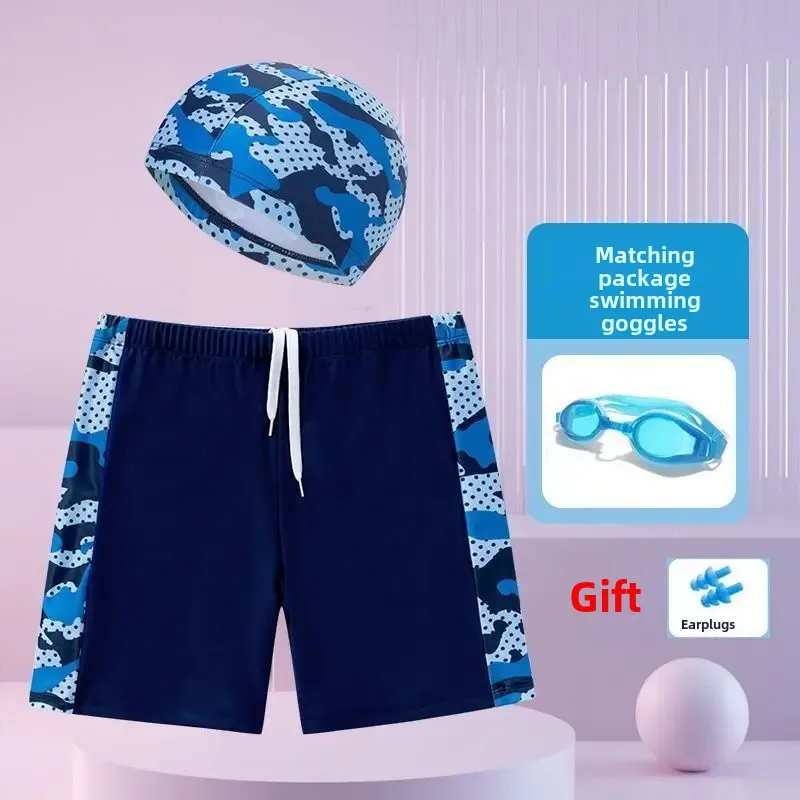 Camouflage dark blue + swimming cap + swimming goggles (send earplugs)