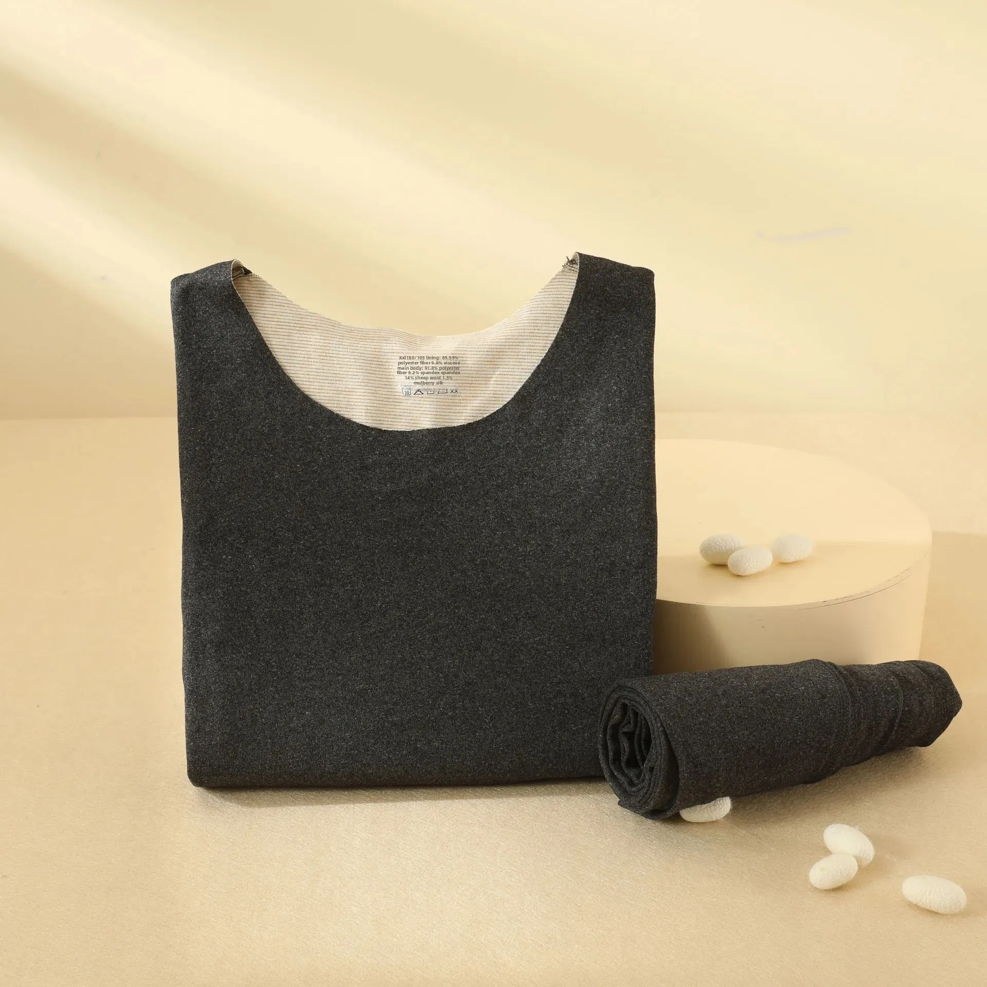 Male-dark gray-round neck-seamless