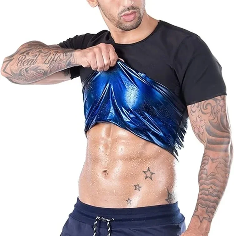 Pu blue men's short sleeves