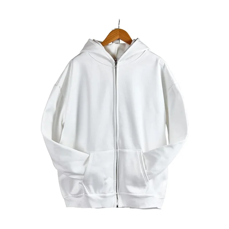 White (spot full zipper with pocket)