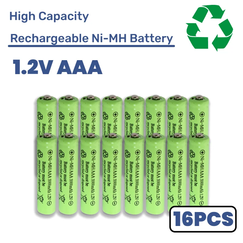 16PCS AAA 1.2V NI-Mh