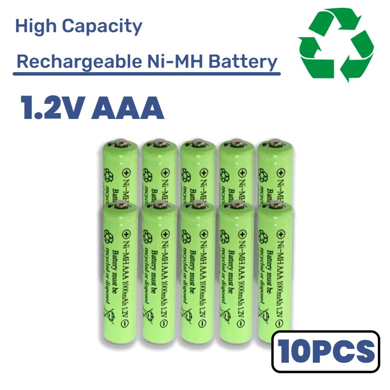 10PCS AAA 1.2V NI-Mh