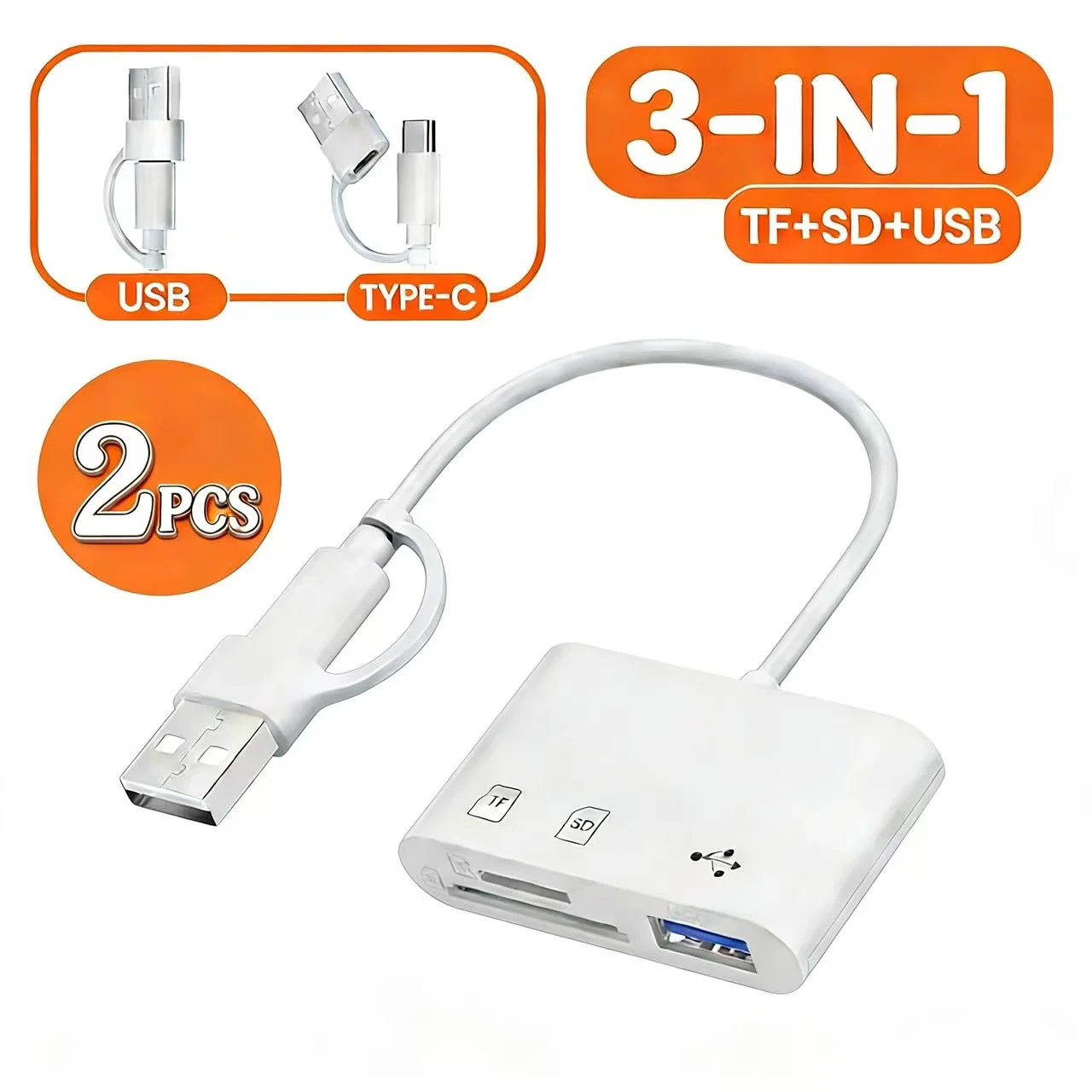 2pcs USB White