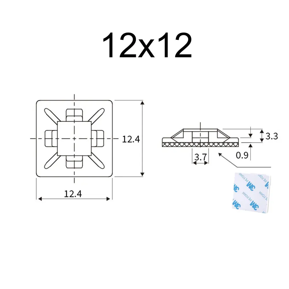 50Pcs 12x12mm White