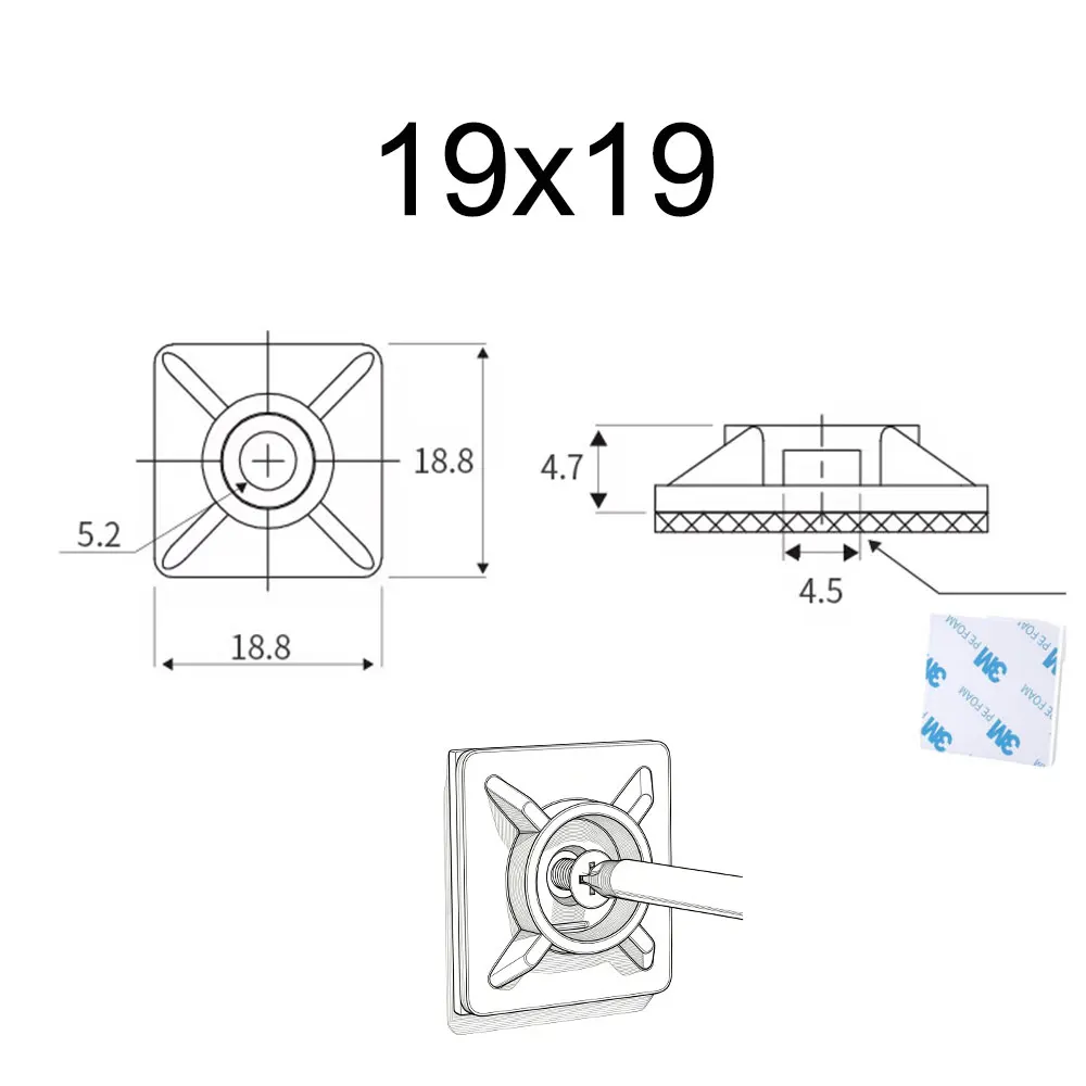 30Pcs 19x19mm White