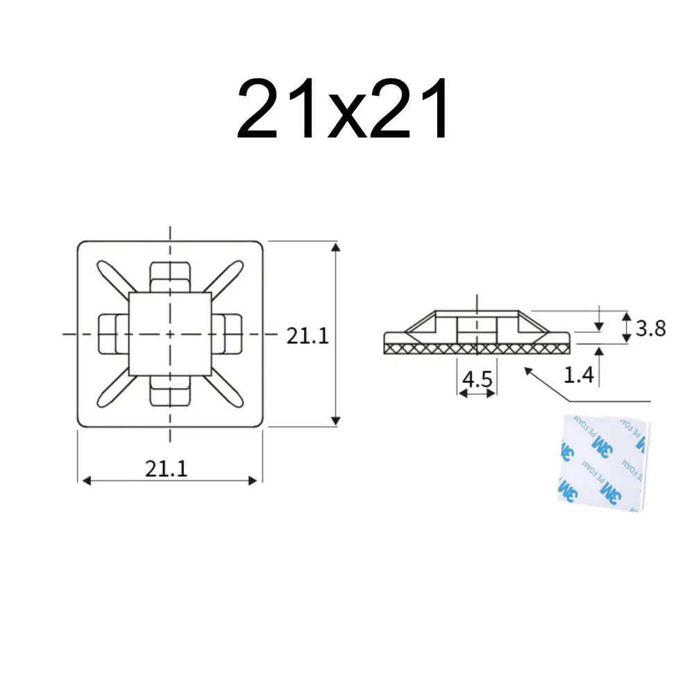 30Pcs 21x21mm White