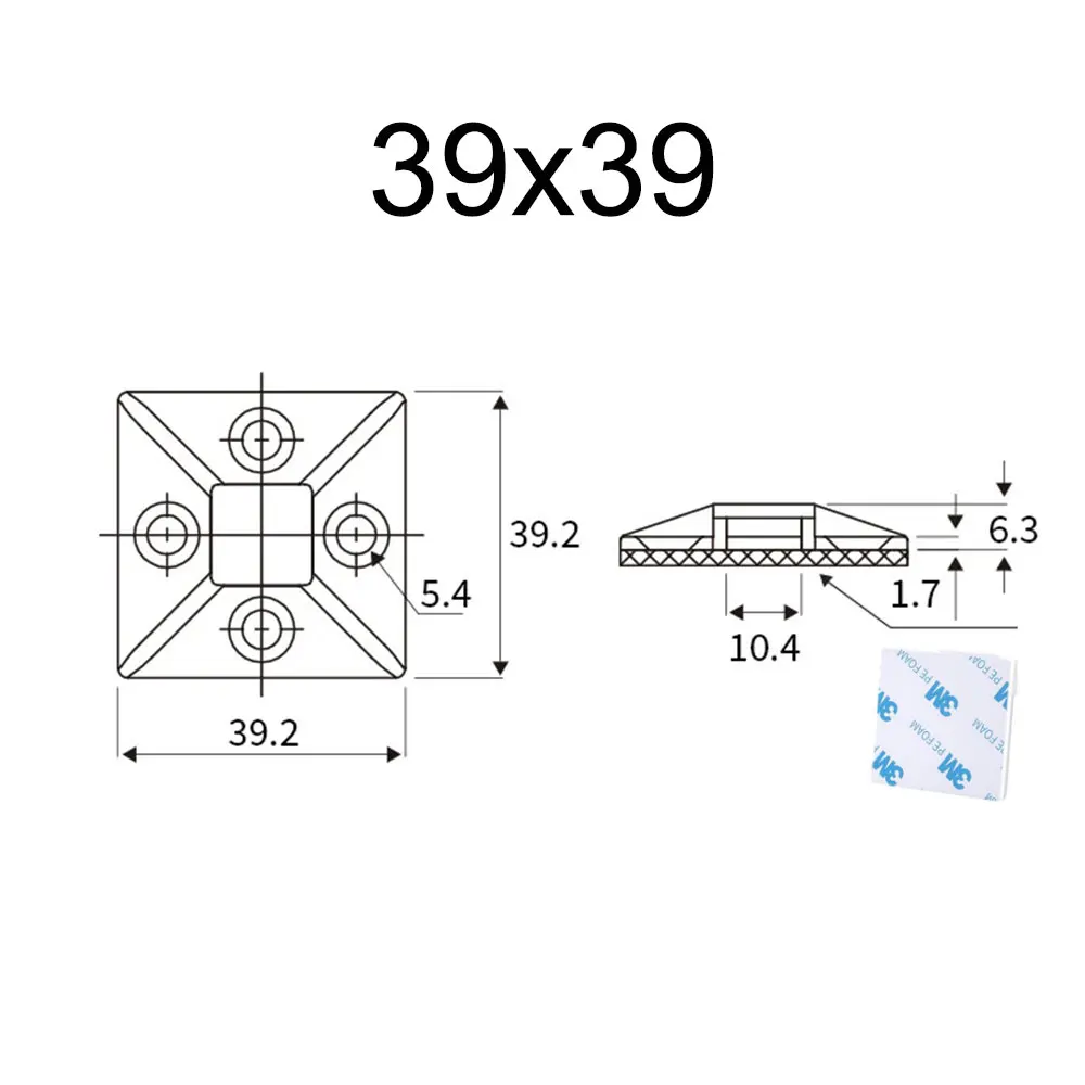 10Pcs 39x39mm White
