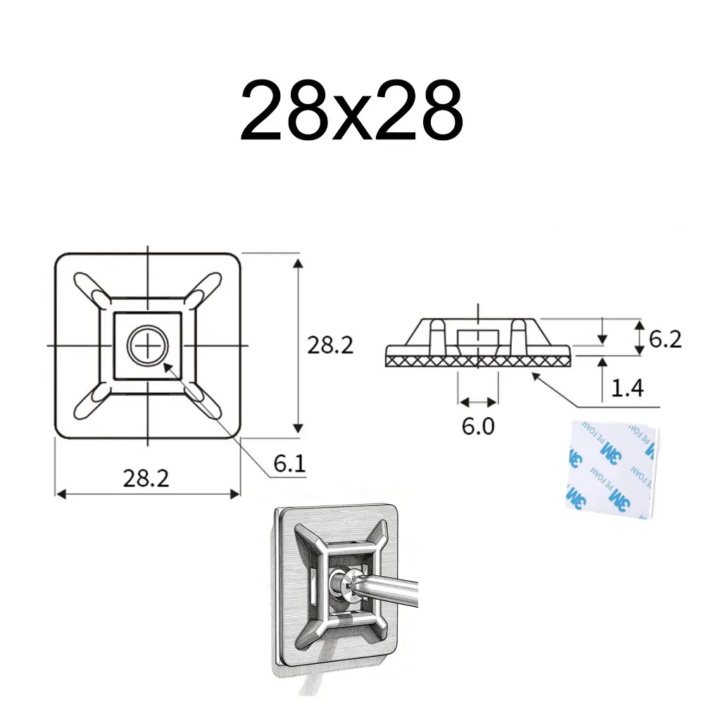 20Pcs 28x28mm White