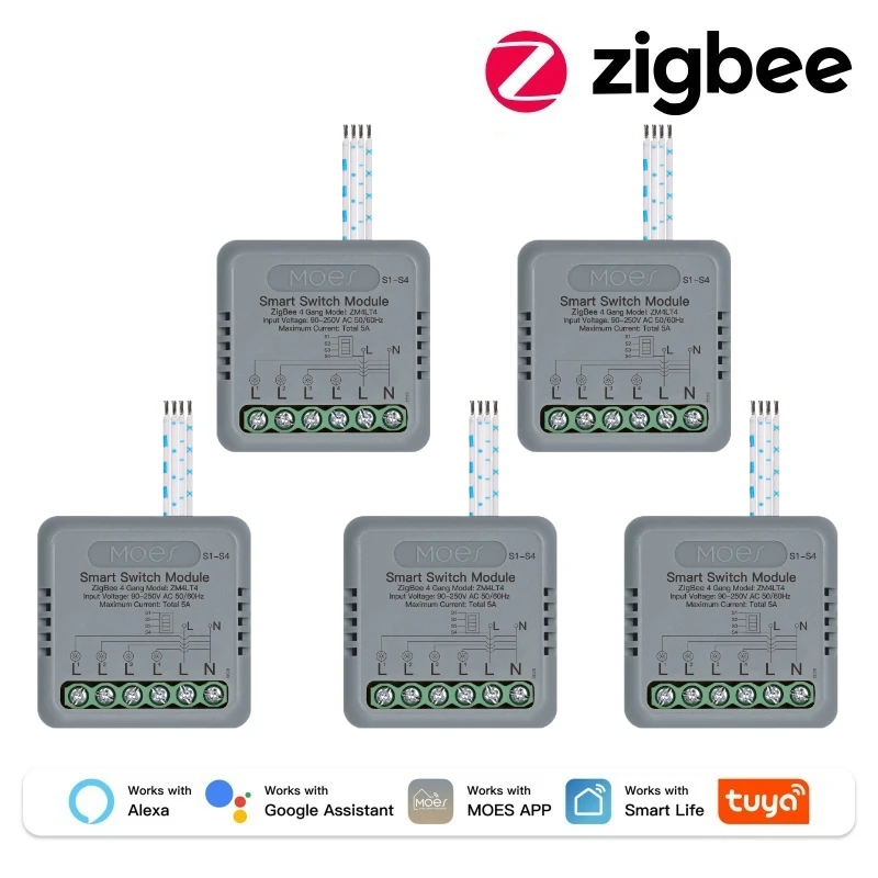 Zigbee 4Gang 5 PCS
