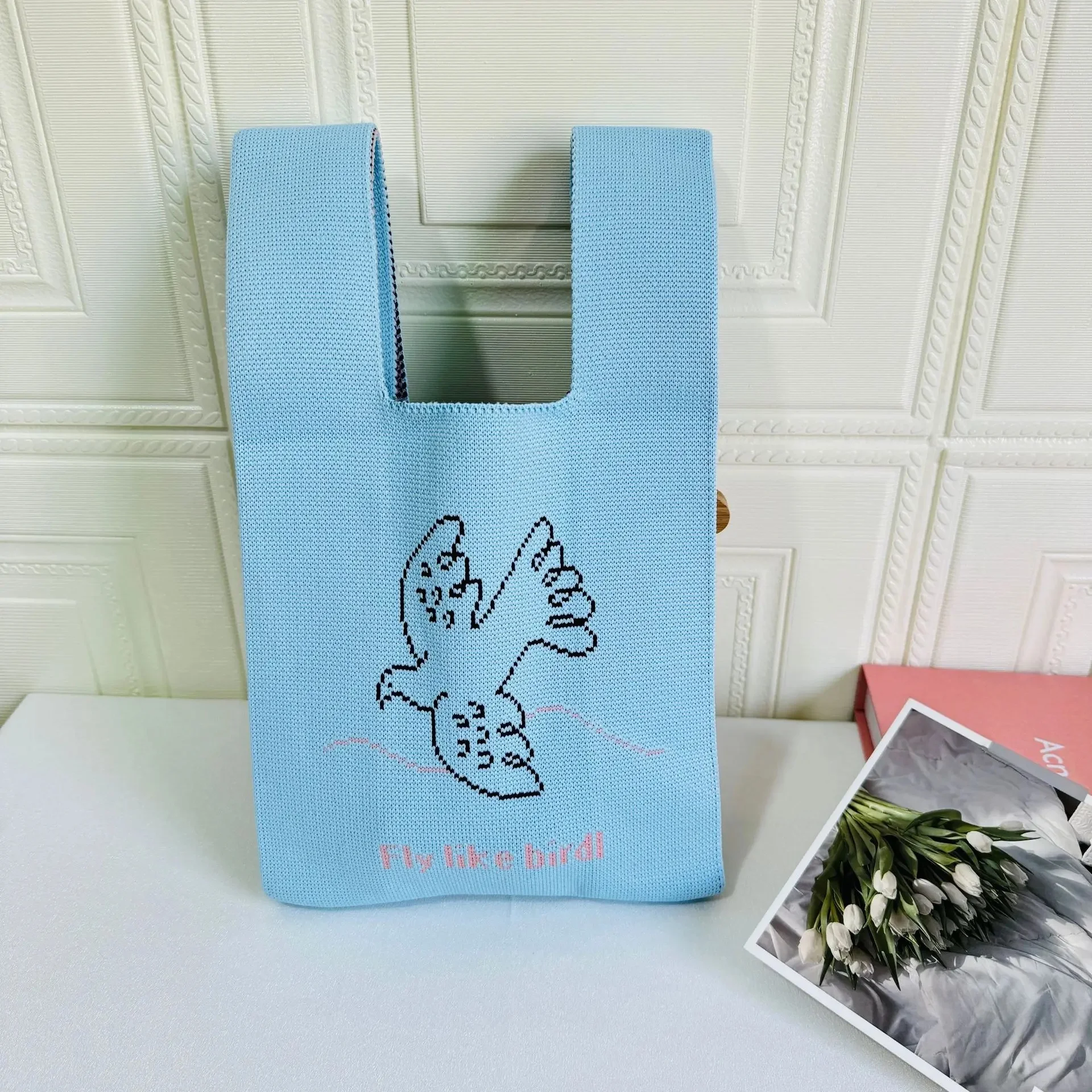 Flying Bird light blue (small square bag)
