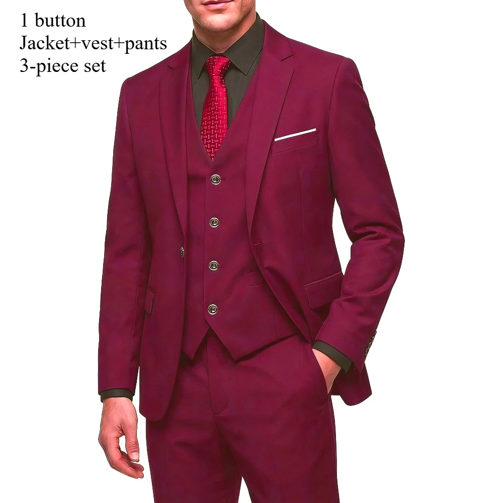 3Pcs-Wine Red