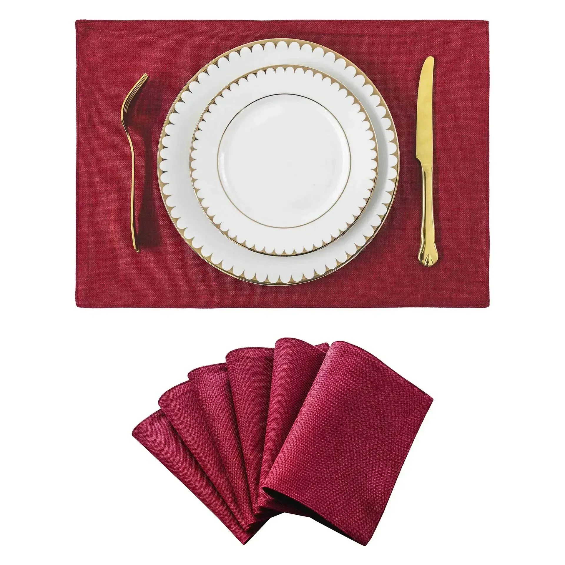 6pcs Wine Red