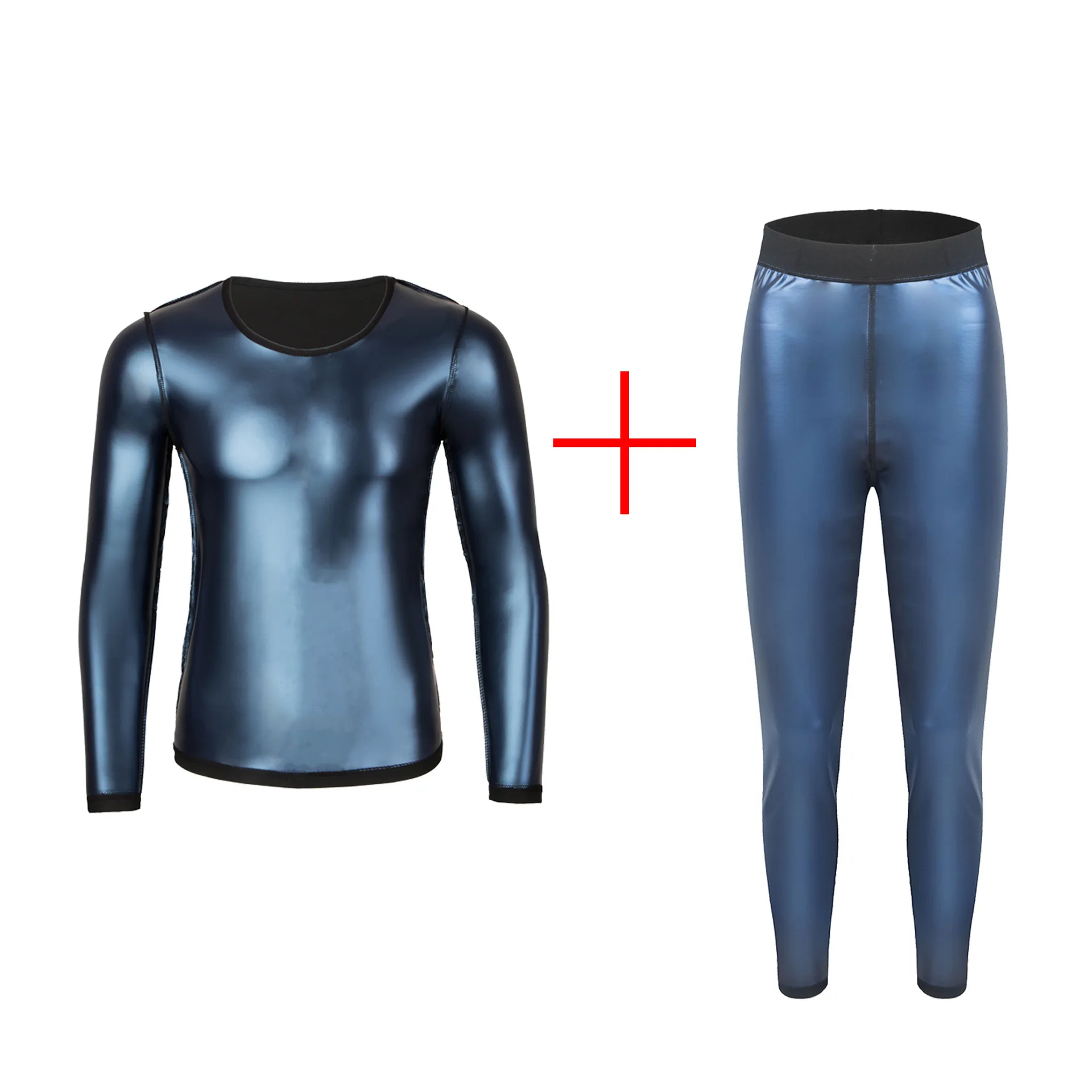 Pu blue men's long sleeves + men's trousers