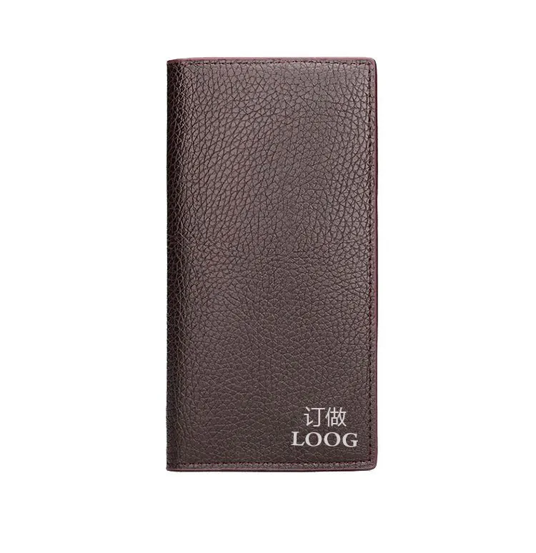 Brown pebbled long wallet