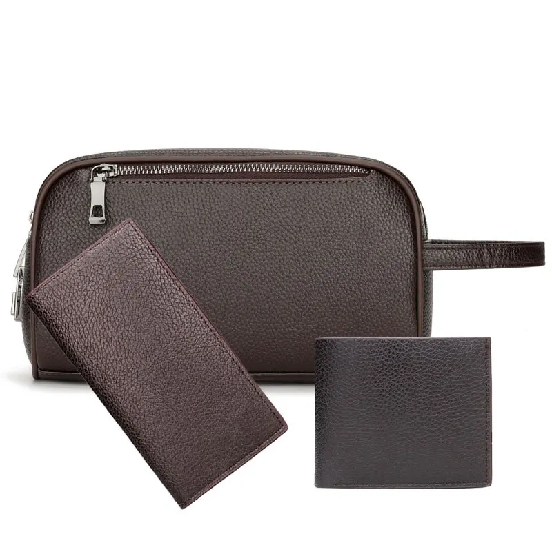 Brown pebbled three-piece set