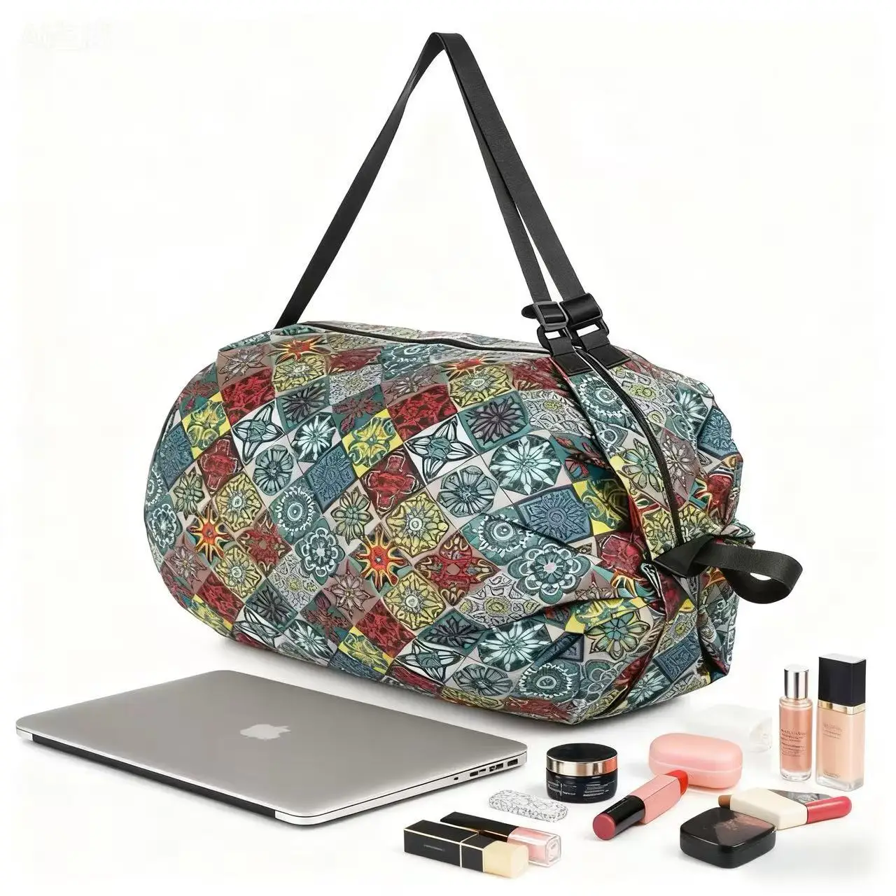 New colorful rhombus pattern folding accordion bag 50*35cm