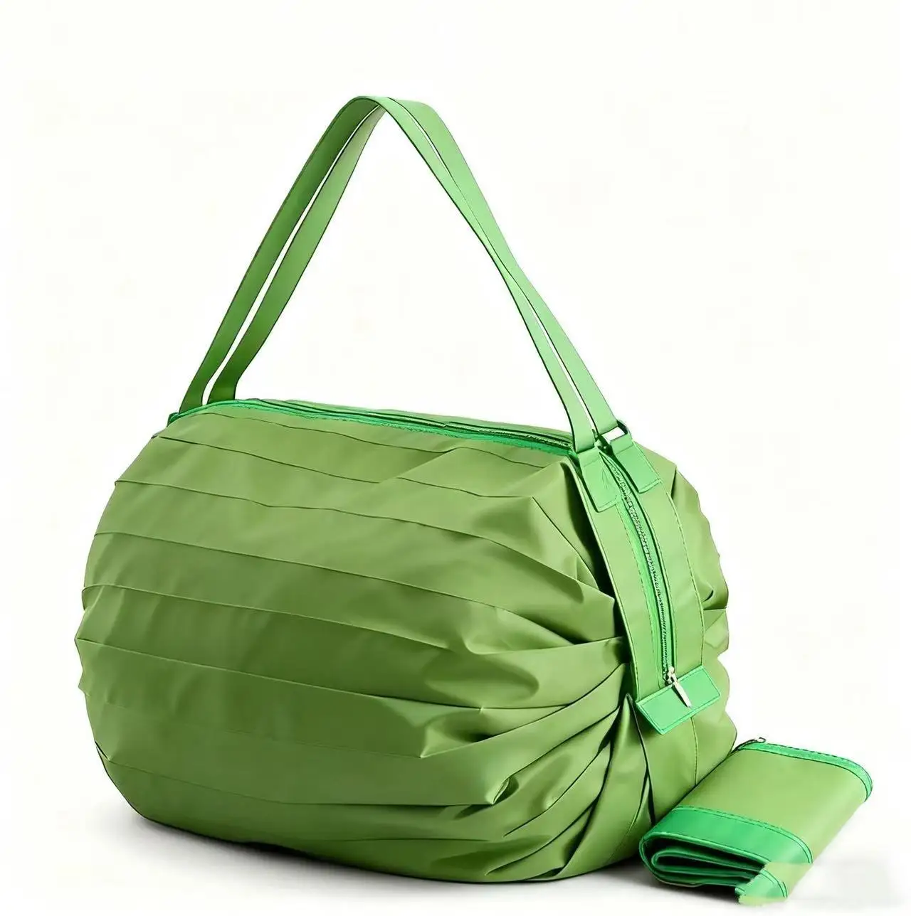 Thickened 210d folding accordion bag solid color green