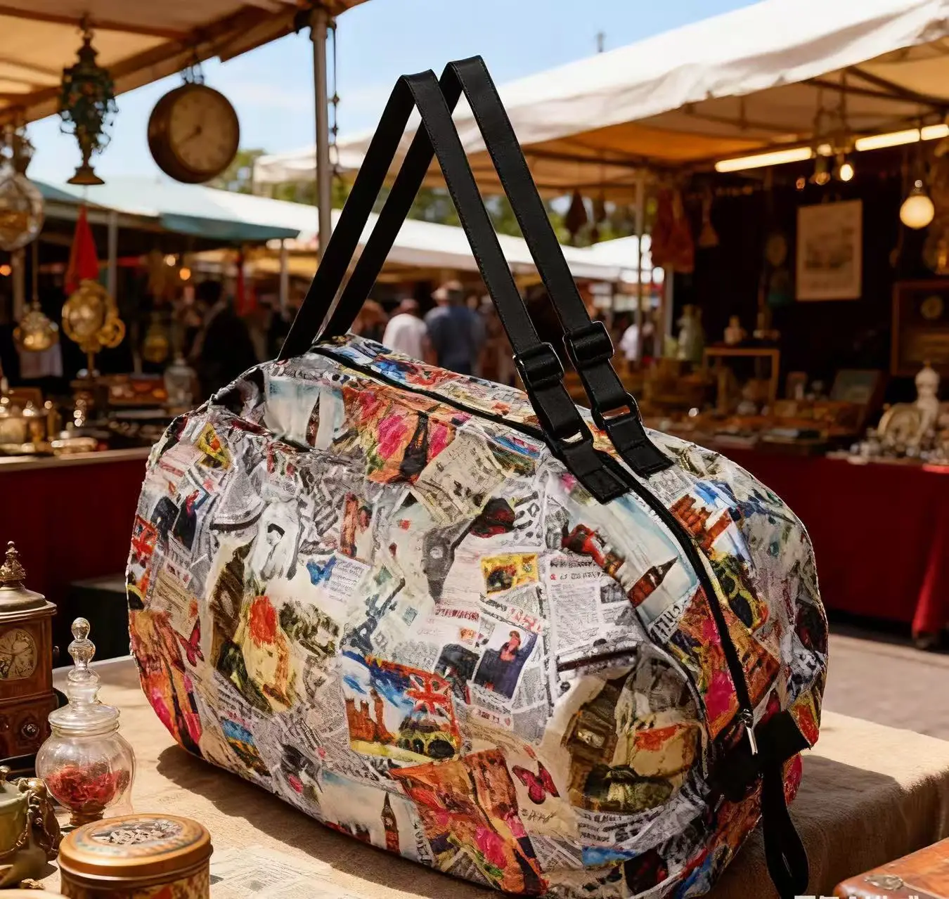 New colorful newspaper foldable accordion bag 50*35cm