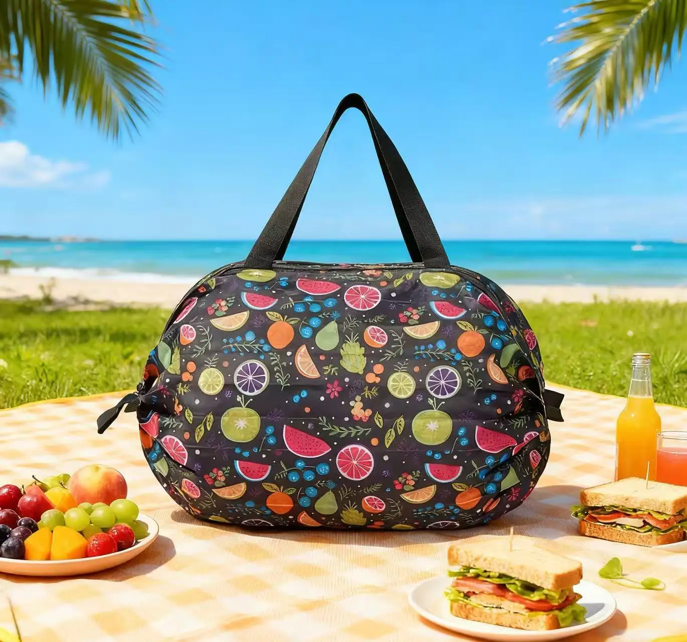 New colorful fruit folding accordion bag 50*35cm