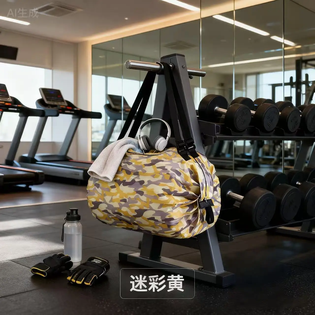 Thickened yellow camouflage folding accordion bag 50*35